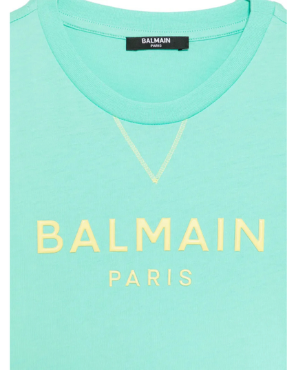 Kids Atelier-Balmain-Turquoise Oversized Short Sleeve T-Shirt