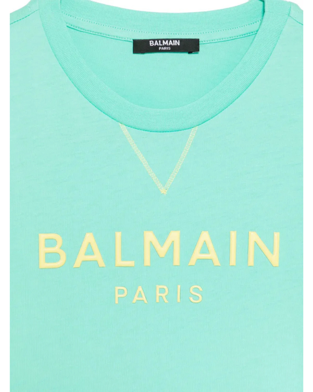 Kids Atelier-Balmain-Turquoise Oversized Short Sleeve T-Shirt