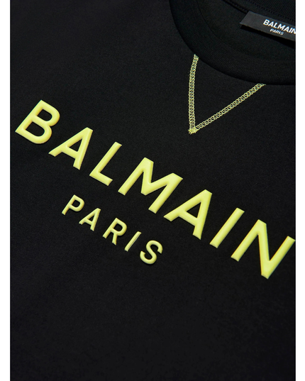 Kids Atelier-Balmain-Oversized Short Sleeve T-Shirt With Logo Print