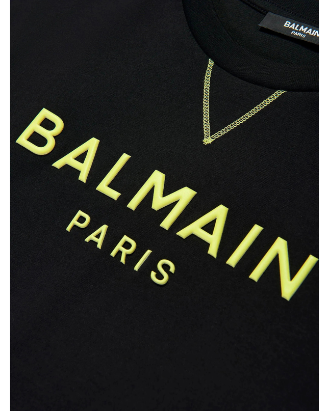 Kids Atelier-Balmain-Oversized Short Sleeve T-Shirt With Logo Print