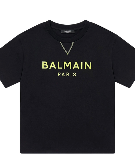 Kids Atelier-Balmain-Oversized Short Sleeve T-Shirt With Logo Print