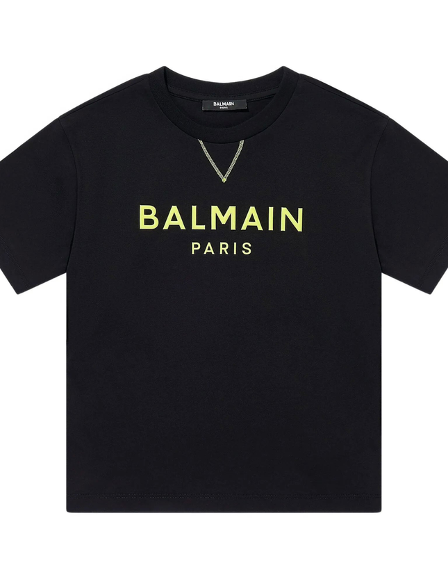 Kids Atelier-Balmain-Oversized Short Sleeve T-Shirt With Logo Print