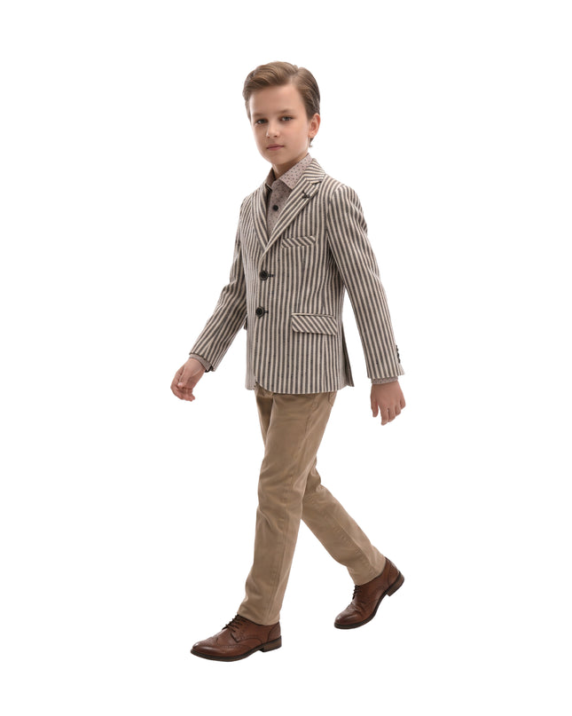 kids atelier moustache Beige Double Striped Blazer
