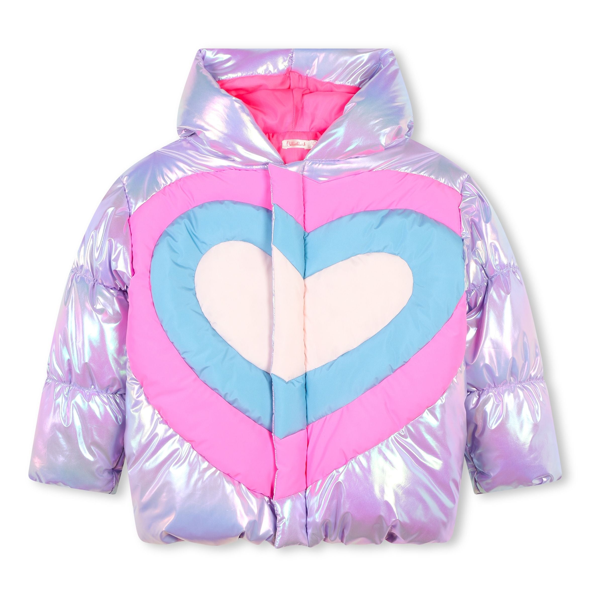 Purple Metallic Heart Puffer Jacket - kids atelier