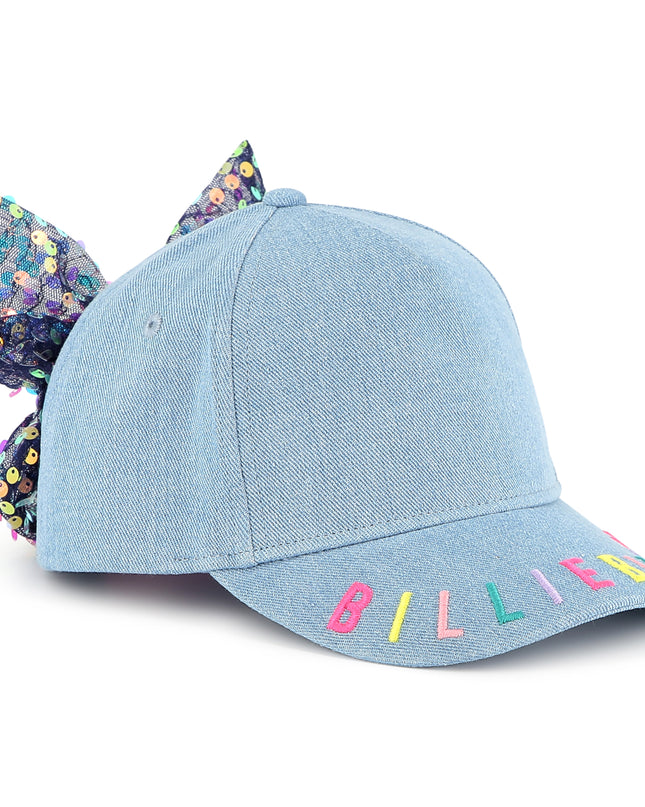 Light Blue Rainbow Sequin Bow Cap