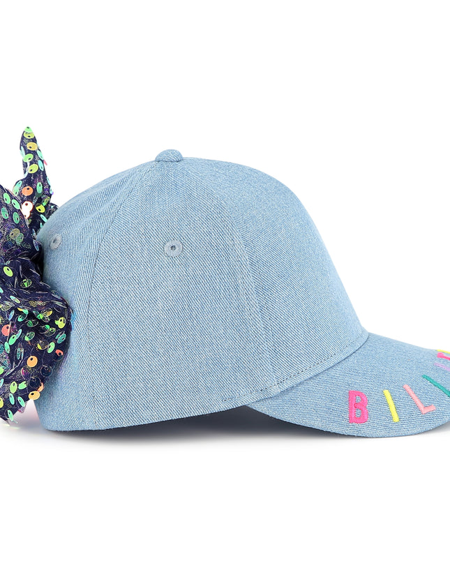 Light Blue Rainbow Sequin Bow Cap
