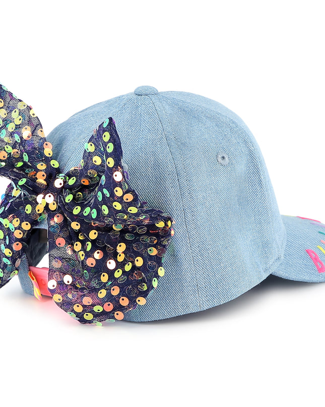 Light Blue Rainbow Sequin Bow Cap