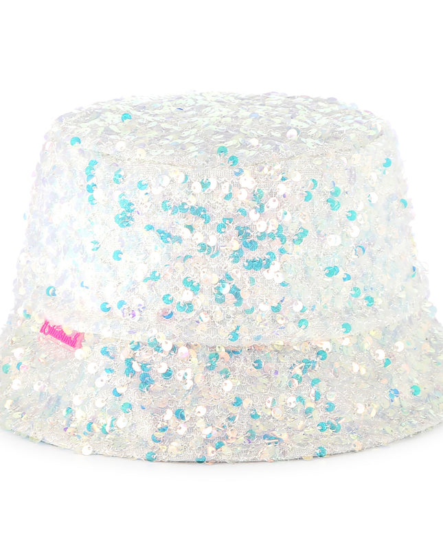 White Multicolored Sequin Bucket Hat