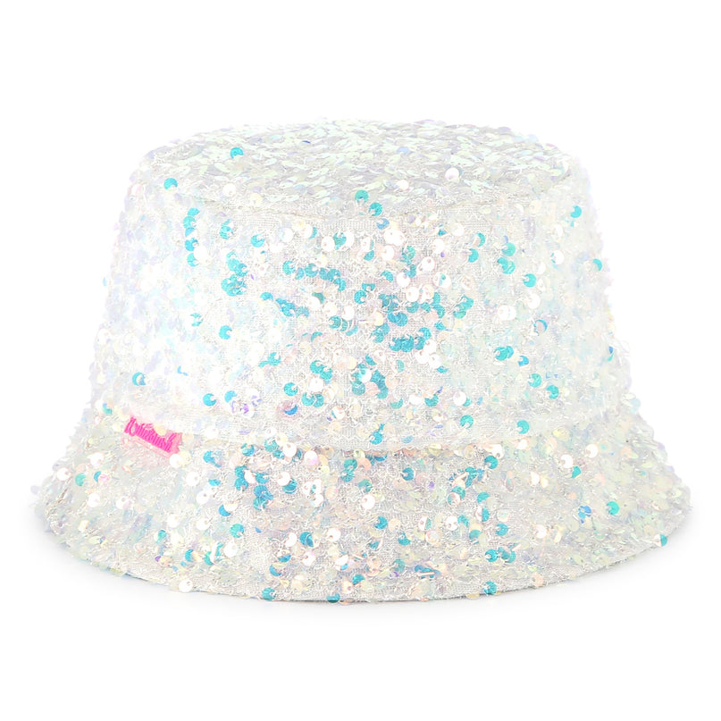 White Multicolored Sequin Bucket Hat