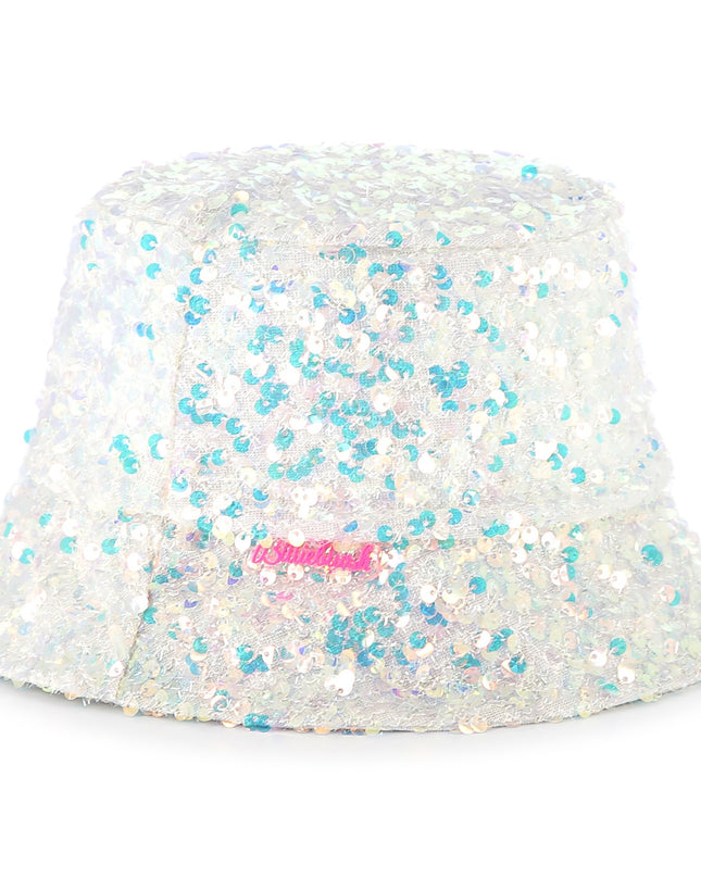 White Multicolored Sequin Bucket Hat