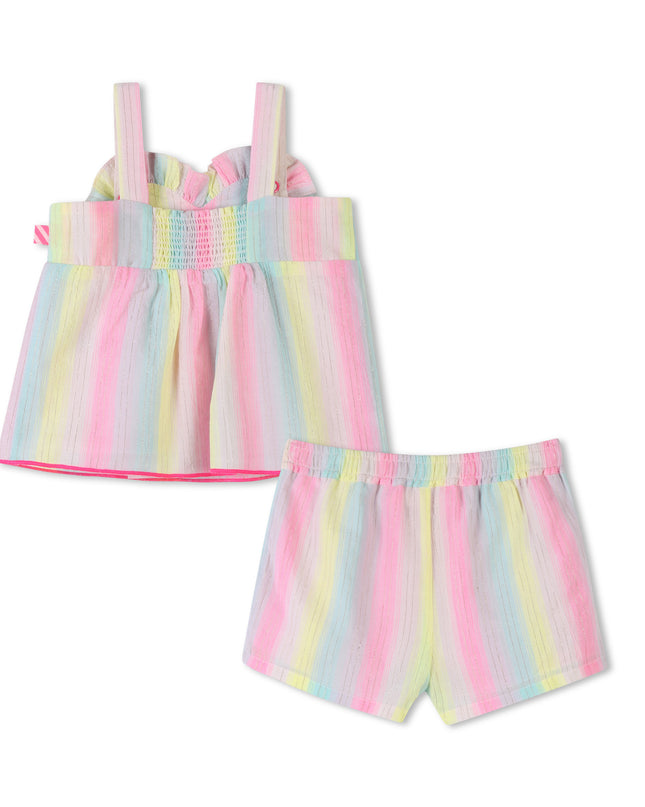 Multicolored Stripe Heart Shorts Set
