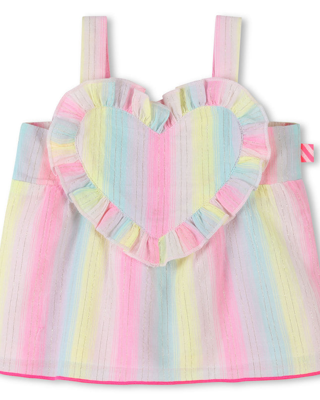 Multicolored Stripe Heart Shorts Set