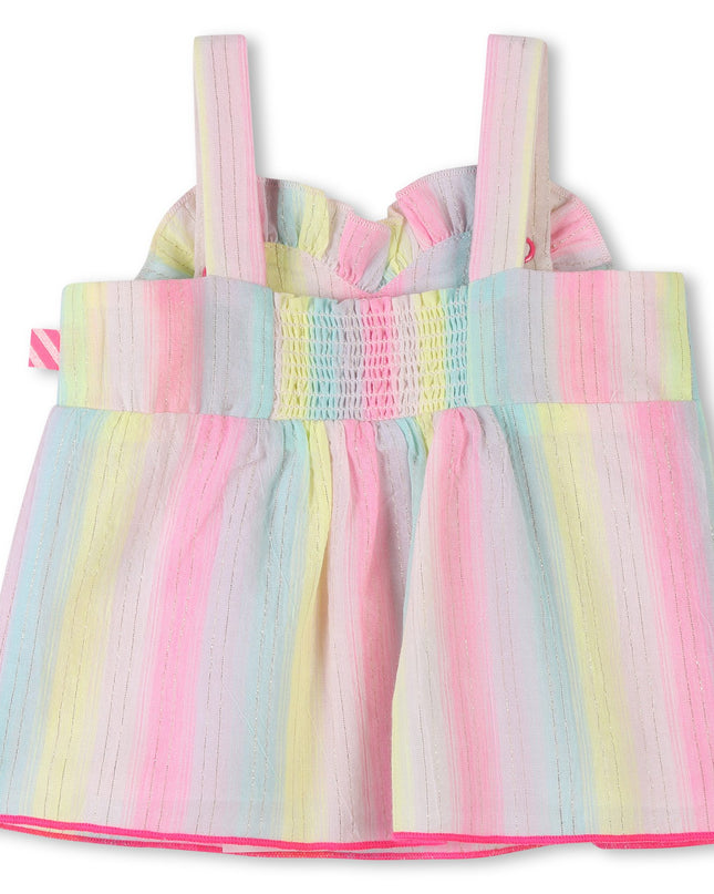Multicolored Stripe Heart Shorts Set
