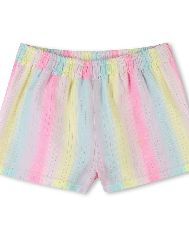Multicolored Stripe Heart Shorts Set