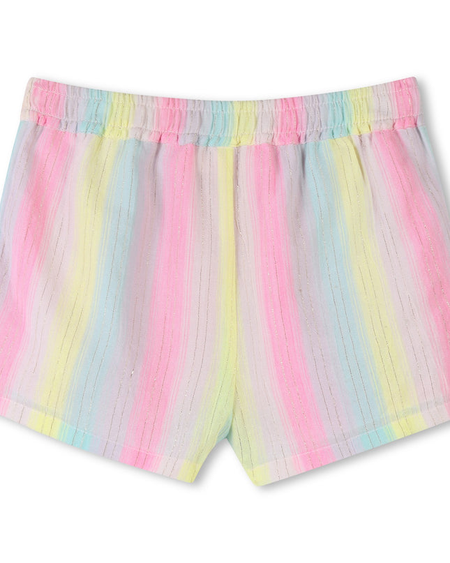 Multicolored Stripe Heart Shorts Set