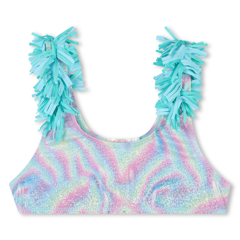 Blue Beach Glass Ruffle Trim Bikini