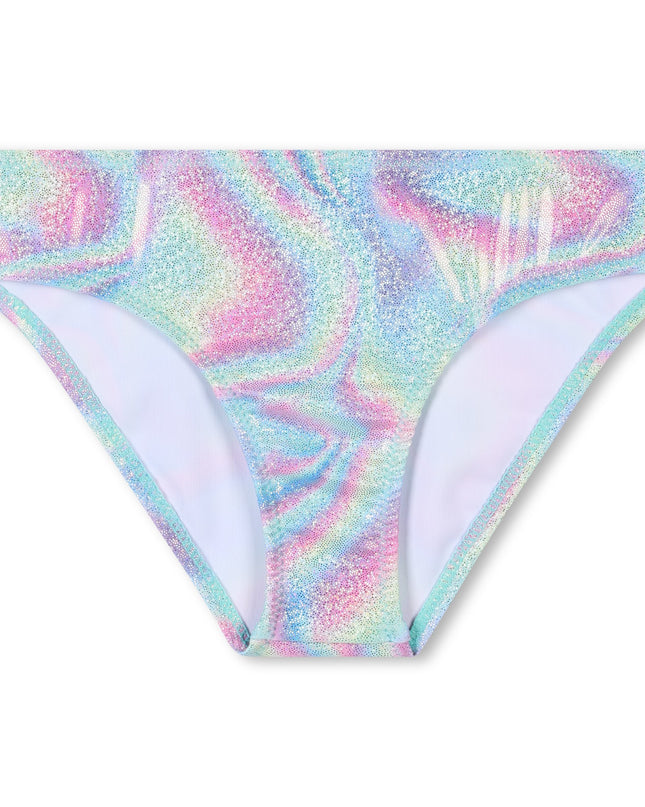 Blue Beach Glass Ruffle Trim Bikini