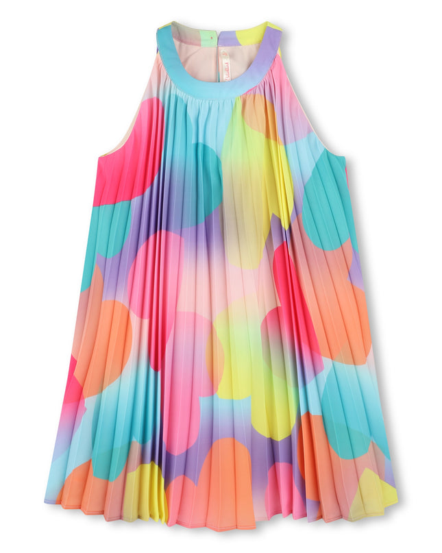 Multicolored Plisse Print Pleated Dress