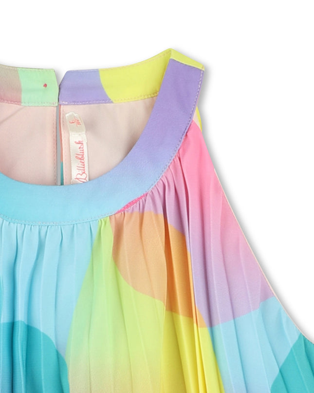 Multicolored Plisse Print Pleated Dress