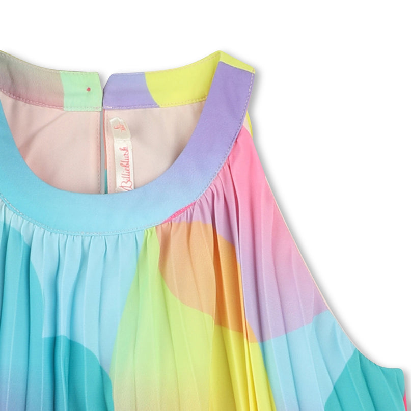 Multicolored Plisse Print Pleated Dress