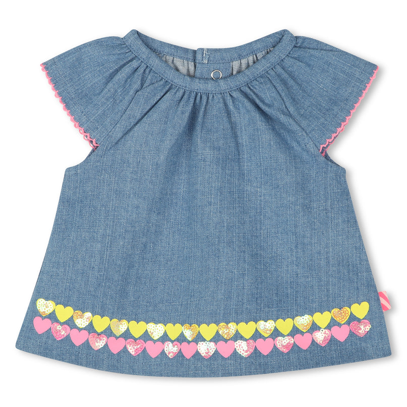 Denim Blue Heartprint Tunic Set