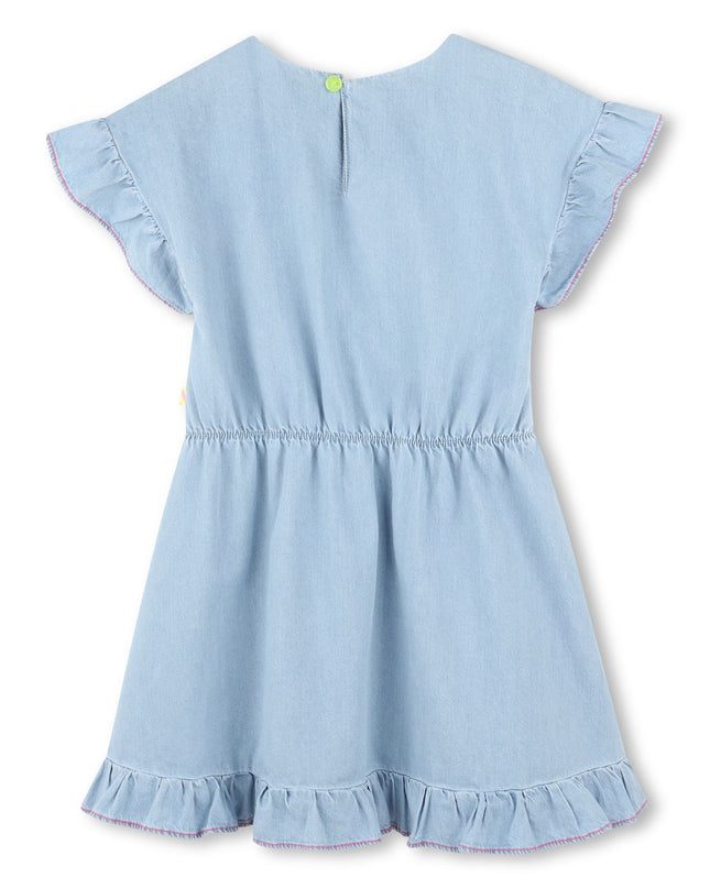 Blue Bleach Denim Embroidered Dress