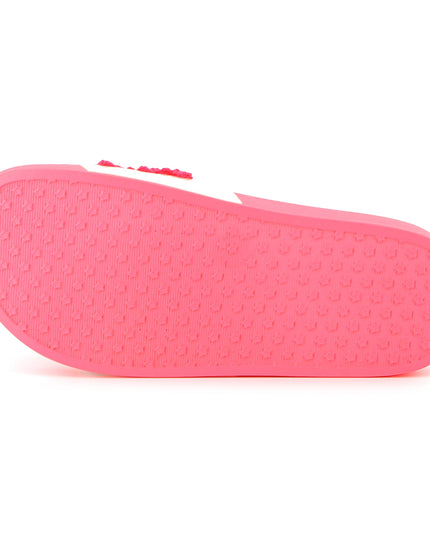 Kids atelier-Billieblush-Pink Applique Fleece Logo Slides