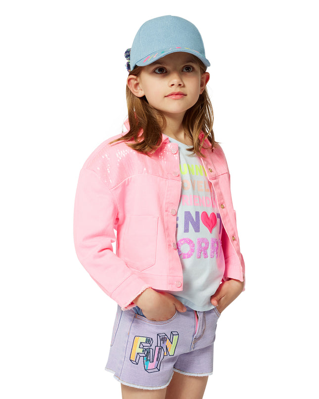 Kids Atelier-Billieblush-Light Blue Rainbow Sequin Bow Cap