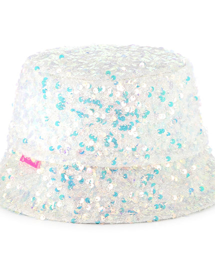 Kids Atelier-Billieblush-White Multicolored Sequin Bucket Hat
