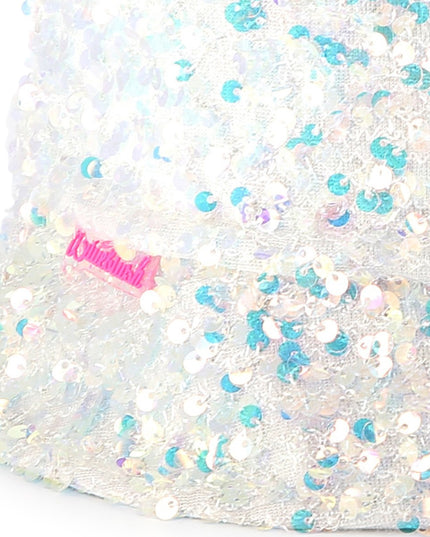 Kids Atelier-Billieblush-White Multicolored Sequin Bucket Hat