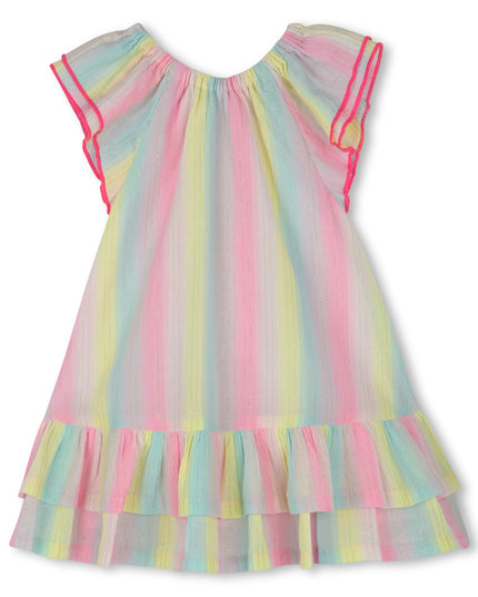 Kids atelier-Billieblush-Multicolored Ruffle Sleeve Striped Dress Set