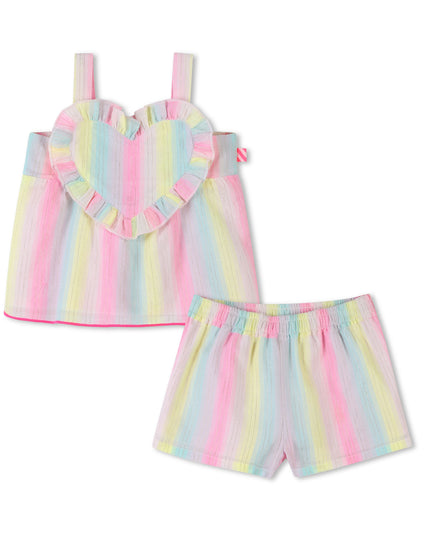 Kids Atelier-Billieblush-Multicolored Stripe Heart Shorts Set