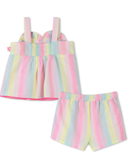 Kids Atelier-Billieblush-Multicolored Stripe Heart Shorts Set