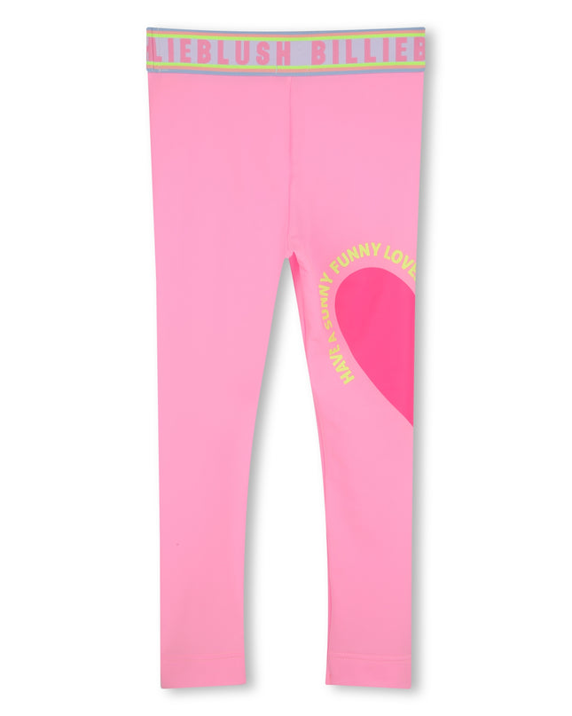 Kids Atelier-Billieblush-Pink Bubblegum Heart Sign Leggings