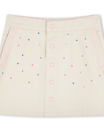 Kids atelier-Billieblush-Beige Sand Rhinestone Embellished Skirt