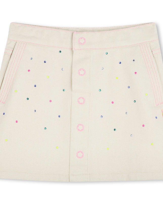 Kids atelier-Billieblush-Beige Sand Rhinestone Embellished Skirt