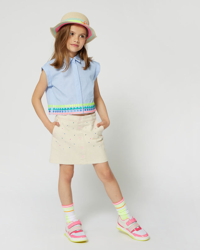 Kids atelier-Billieblush-Beige Sand Rhinestone Embellished Skirt