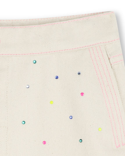 Kids atelier-Billieblush-Beige Sand Rhinestone Embellished Skirt