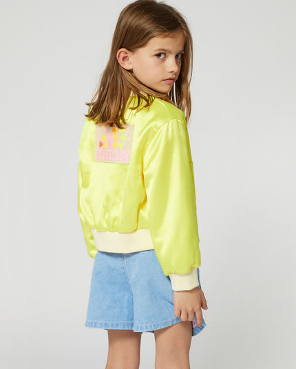 Kids atelier-Billieblush-Blue Denim Half Sequined Pattern Shorts