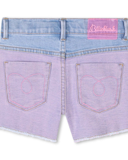Kids Atelier-Billieblush-Purple Sequin Brossage Denim Shorts