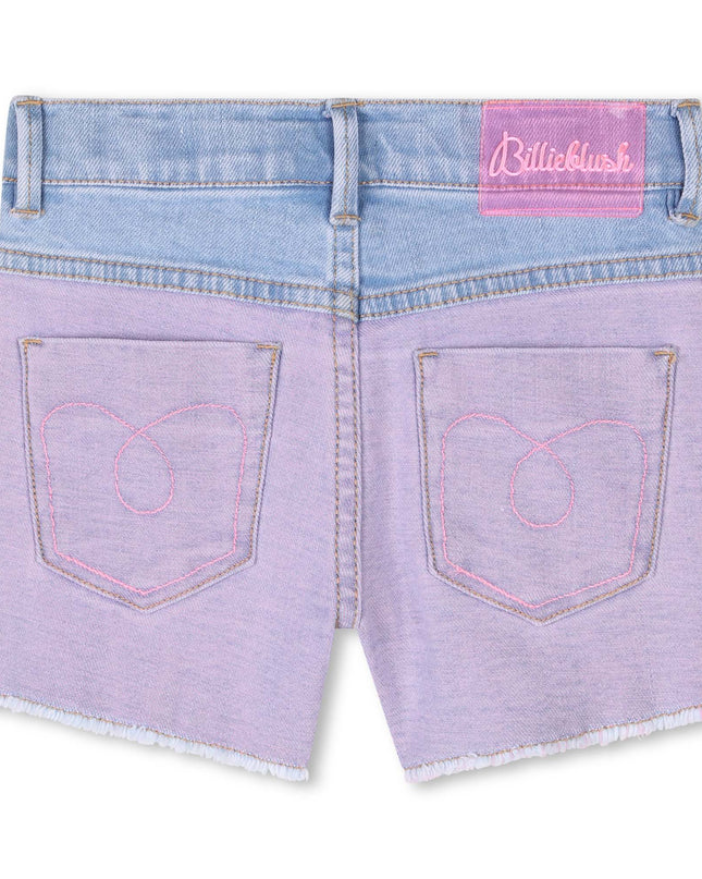 Kids Atelier-Billieblush-Purple Sequin Brossage Denim Shorts