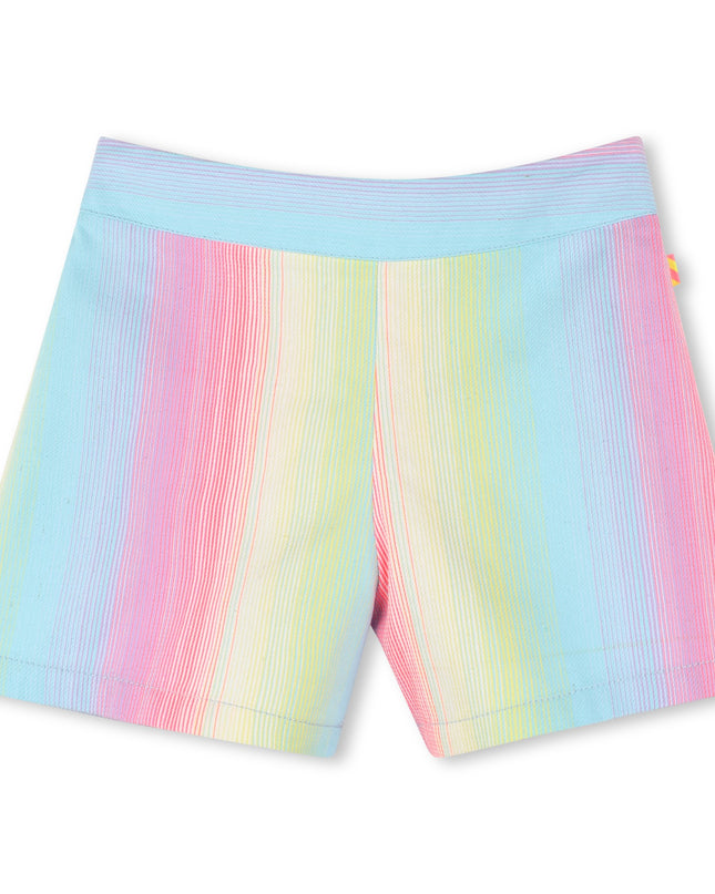 Kids Atelier-Billieblush-Multicolored Rainbow Denim Shorts