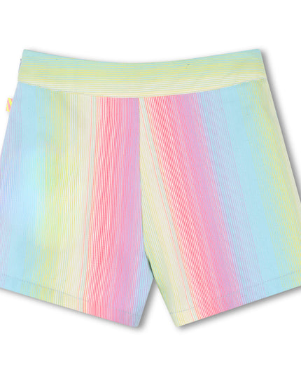 Kids Atelier-Billieblush-Multicolored Rainbow Denim Shorts