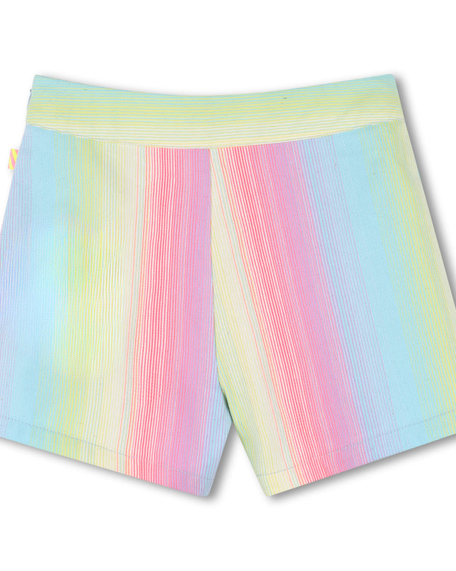 Kids Atelier-Billieblush-Multicolored Rainbow Denim Shorts