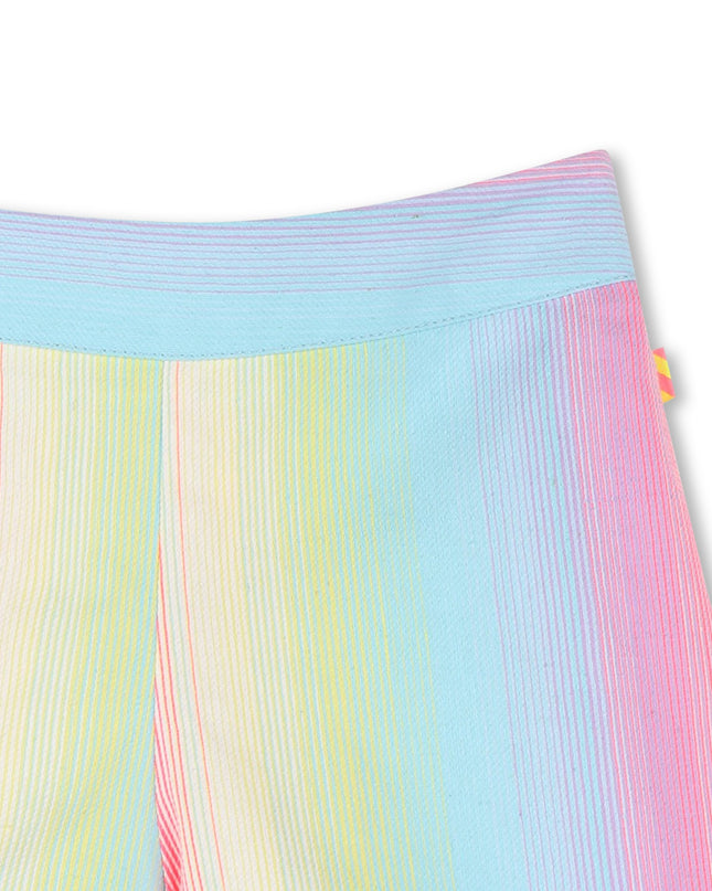 Kids Atelier-Billieblush-Multicolored Rainbow Denim Shorts