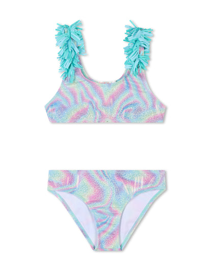Kids Atelier-Billieblush-Blue Beach Glass Ruffle Trim Bikini