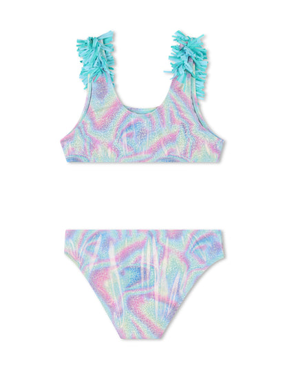 Kids Atelier-Billieblush-Blue Beach Glass Ruffle Trim Bikini
