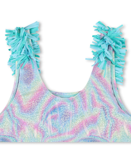 Kids Atelier-Billieblush-Blue Beach Glass Ruffle Trim Bikini