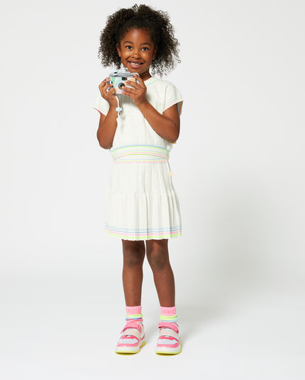 Kids Atelier-Billieblush-Ivory Heart Motif Short Sleeve Sweater