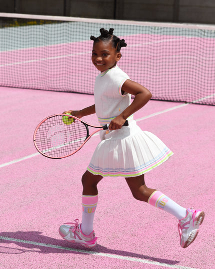 Kids Atelier-Billieblush-Ivory Heart Motif Short Sleeve Sweater